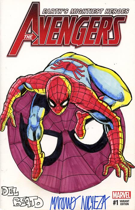 DF Marvel Comics Commissioned Cover Art Signed and Remarked by Mariano Nicieza and Joe Delbeato with a Spider-Man Sketch - Cover