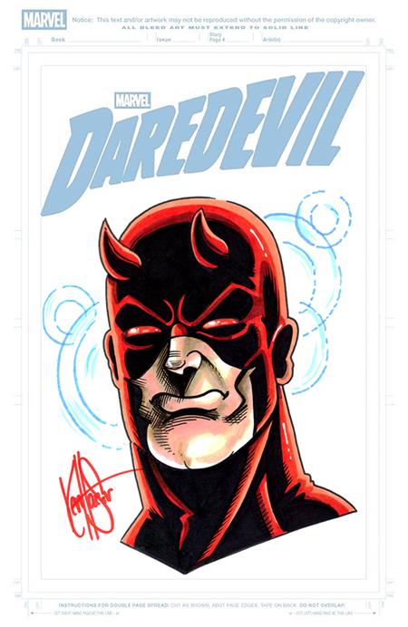 DF DAREDEVIL #1 BLANK VARIANT SIGNED AND REMARKED BY KEN HAESER WITH A DAREDEVIL SKETCH — Cover