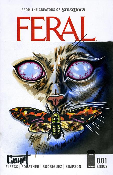 DF FERAL #1 BLANK VARIANT SIGNED AND REMARKED WITH A SILENCE OF THE LAMBS HOMAGE SKETCH BY JESSICA COURT — Cover