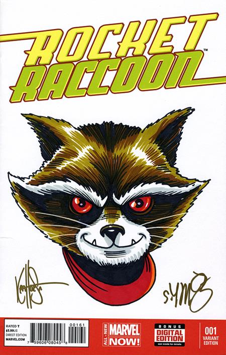 DF ROCKET RACCOON #1 BLANK VARIANT SIGNED BY SKOTTIE YOUNG AND REMARKED BY KEN HAESER WITH A ROCKET SKETCH — Cover
