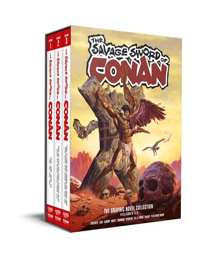 SAVAGE SWORD OF CONAN HC VOL 01-03 SLIPCASE SET REGULAR EDITION JOE JUSKO (MR) — Cover