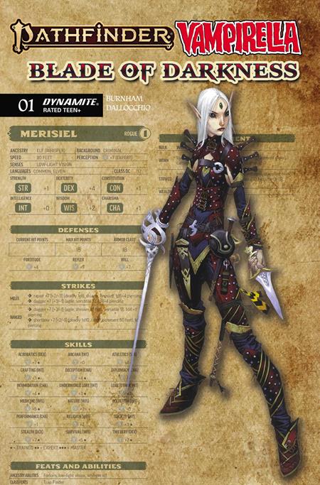 PATHFINDER VAMPIRELLA BLADE OF DARKNESS #1 CVR C WAYNE REYNOLDS CHARACTER SHEET VAR — Cover