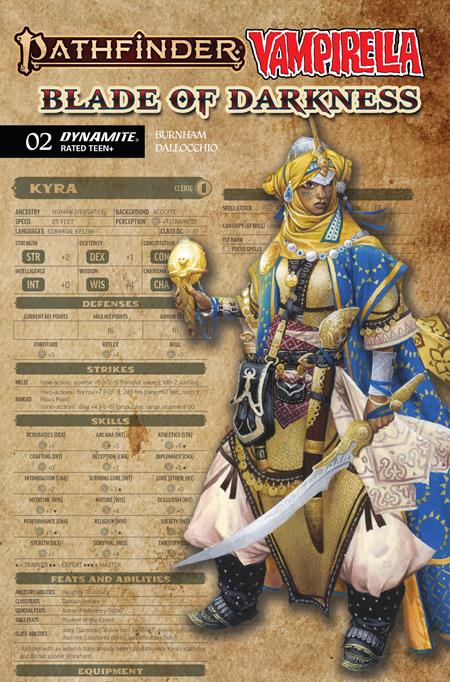 PATHFINDER VAMPIRELLA BLADE OF DARKNESS #2 CVR C WAYNE REYNOLDS CHARACTER SHEET VAR — Cover