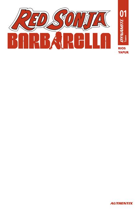 RED SONJA BARBARELLA #1 CVR H BLANK AUTHENTIX VAR — Cover