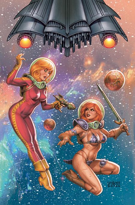 RED SONJA BARBARELLA #1 CVR J JOSEPH MICHAEL LINSNER LTD VIRGIN VAR — Cover