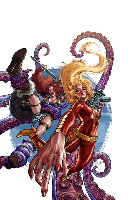 RED SONJA BARBARELLA #1 CVR O INC 1:15 DIEGO YAPUR FOIL VIRGIN VAR — Cover