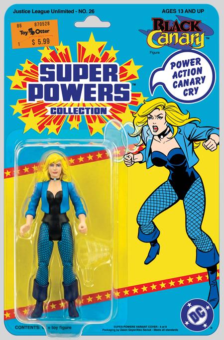 JUSTICE LEAGUE UNLIMITED #26 CVR E JASON GEYER & ALEX SAVIUK BLACK CANARY SUPER POWERS ACTION FIGURE CARD STOCK VAR — Cover
