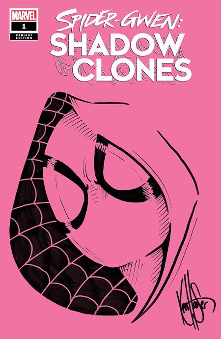DF SPIDERGWEN SHADOWCLONES #1 PINK BLANK VARIANT WITH A SPIDERGWEN SKETCH BY KEN HAESER — Cover