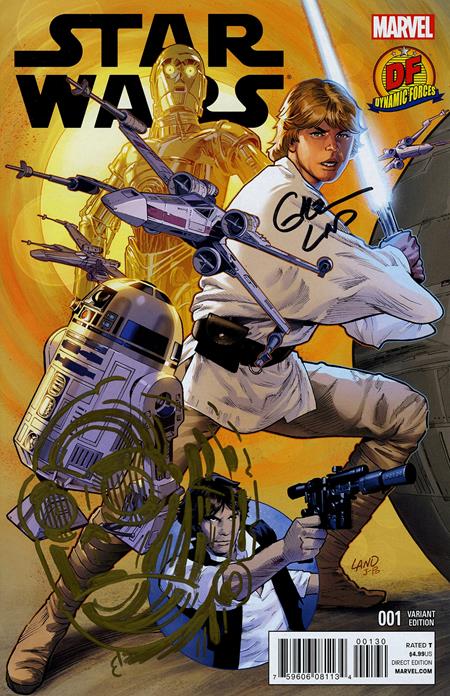 DF STAR WARS #1 DF VARIANT SIGNED BY GREG LAND AND REMARKED BY KEN HAESER WITH A GOLDEN C3PO HEAD SKETCH — Cover