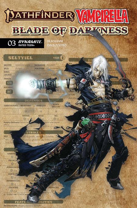 PATHFINDER VAMPIRELLA BLADE OF DARKNESS #3 CVR C WAYNE REYNOLDS CHARACTER SHEET VAR — Cover