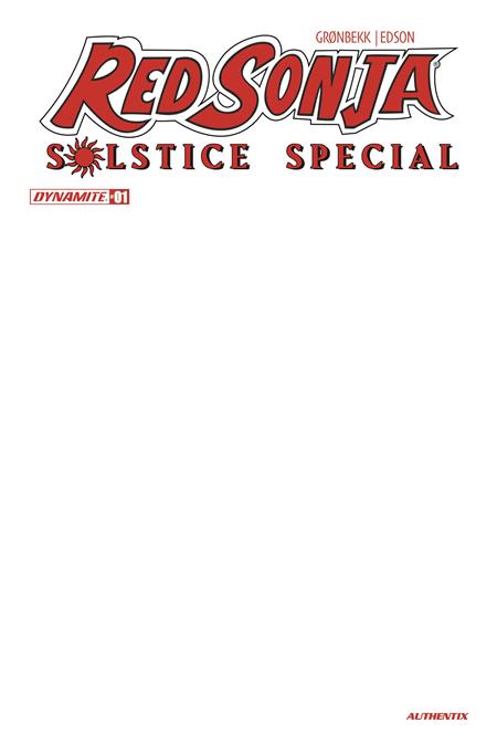 RED SONJA SOLSTICE SPECIAL #1 (ONE SHOT) CVR D BLANK AUTHENTIX VAR — Cover