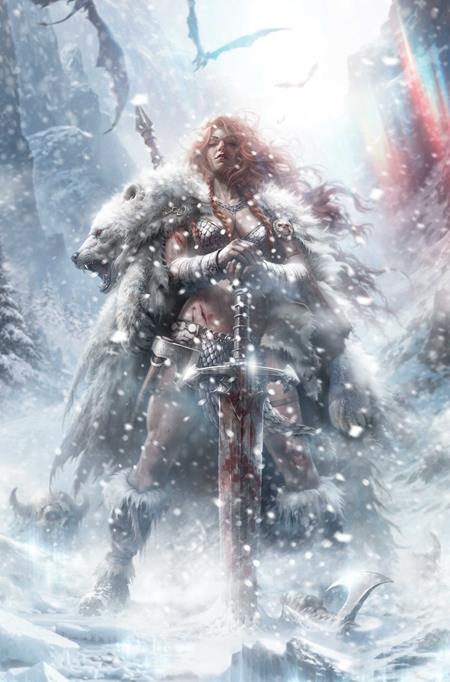 RED SONJA SOLSTICE SPECIAL #1 (ONE SHOT) CVR E FRANCESCO MATTINA METAL PREMIUM VAR — Cover