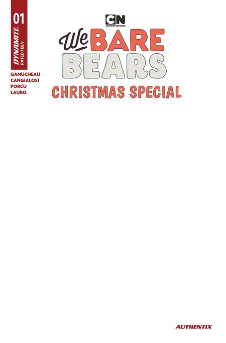 WE BARE BEARS CHRISTMAS SPECIAL #1 (ONE SHOT) CVR E BLANK AUTHENTIX VAR — Cover