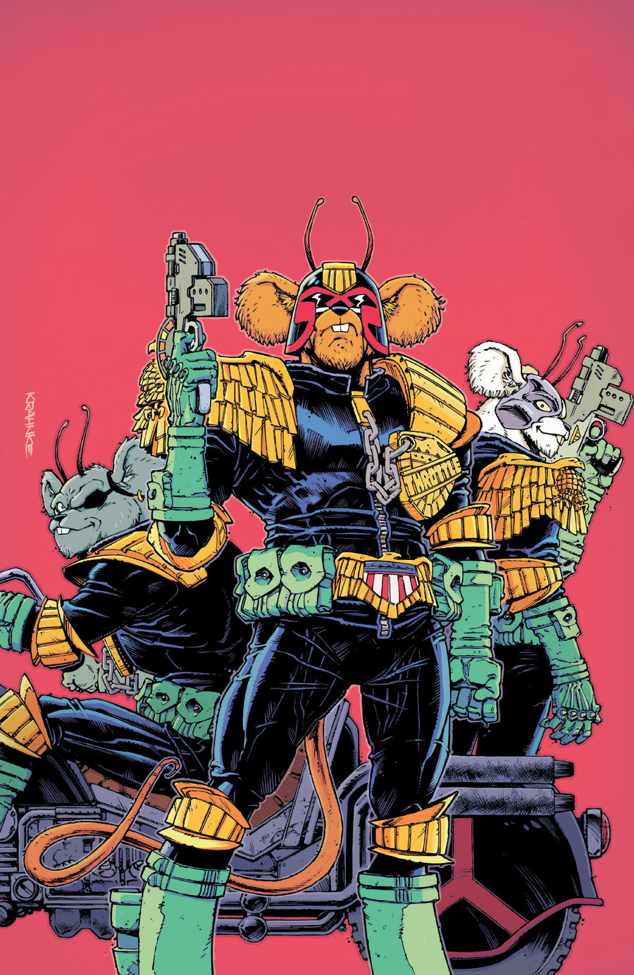 Judge Dredd/Biker Mice From Mars #1 Cover G Andrew Krahnke Full Art 1:20 Variant — Cover