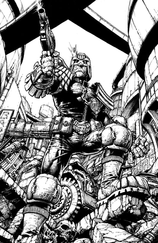 Judge Dredd/Biker Mice From Mars #1 Cover H David Finch B&W 1:50 Variant — Cover