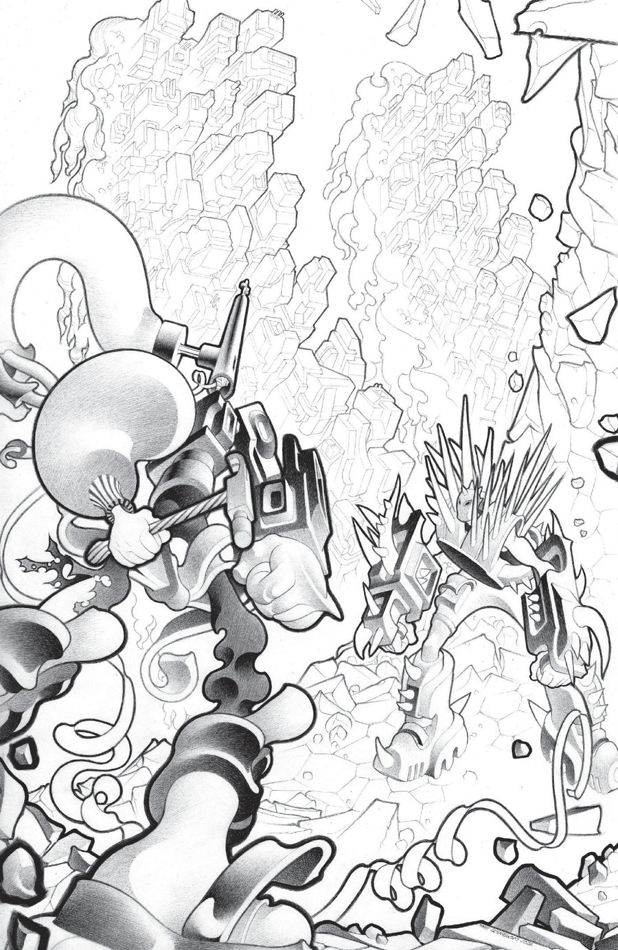 Faceless and the Family Maze of the Mechanical Aliens #2 Cover C Inc 1:10 Matt Lesniewski B&W Variant - Cover