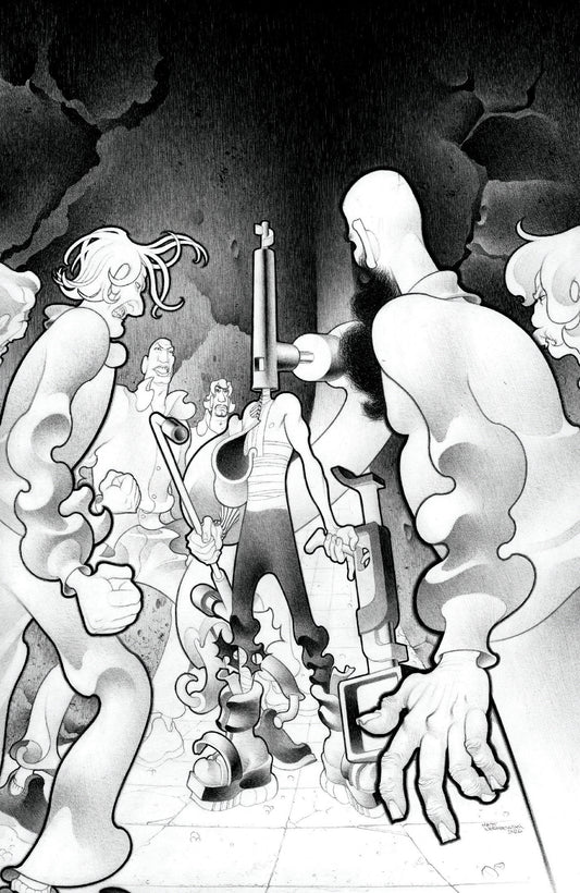 Faceless and the Family Maze of the Mechanical Aliens #4 Cover C Inc 1:10 Matt Lesniewski B&W Variant — Cover