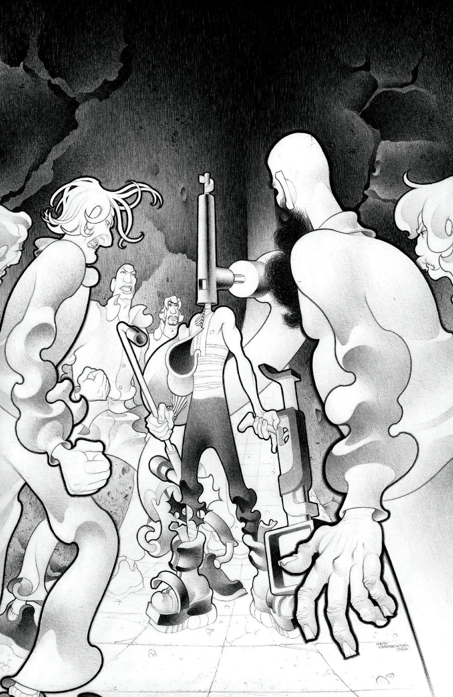 Faceless and the Family Maze of the Mechanical Aliens #4 Cover C Inc 1:10 Matt Lesniewski B&W Variant — Cover