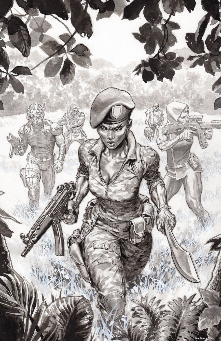 Fort Psycho #4 Cover C Lewis Larosa B&W 1:20 Variant — Cover