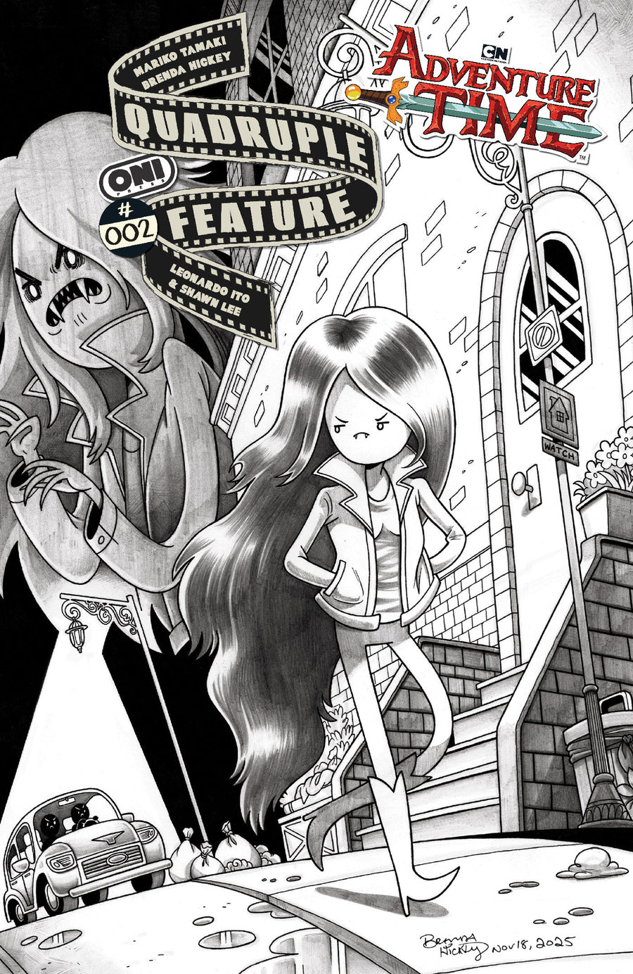 Adventure Time Quadruple Feature #2 Cover D Inc 1:20 Brenda Hickey B&W Variant - Cover