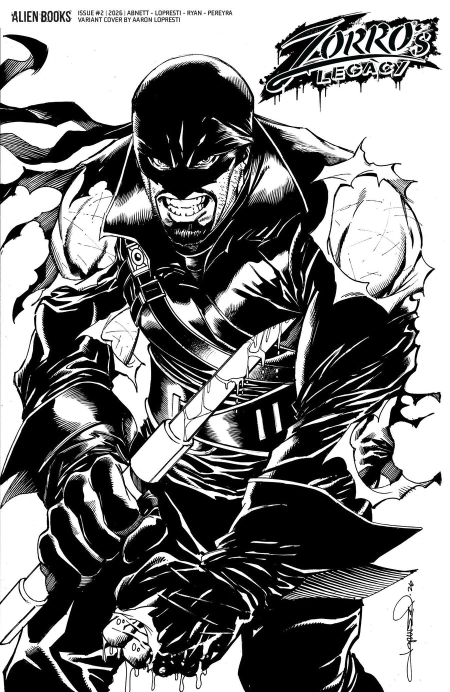 Zorro's Legacy #2 Variant D (Lopresti B&W) - Cover