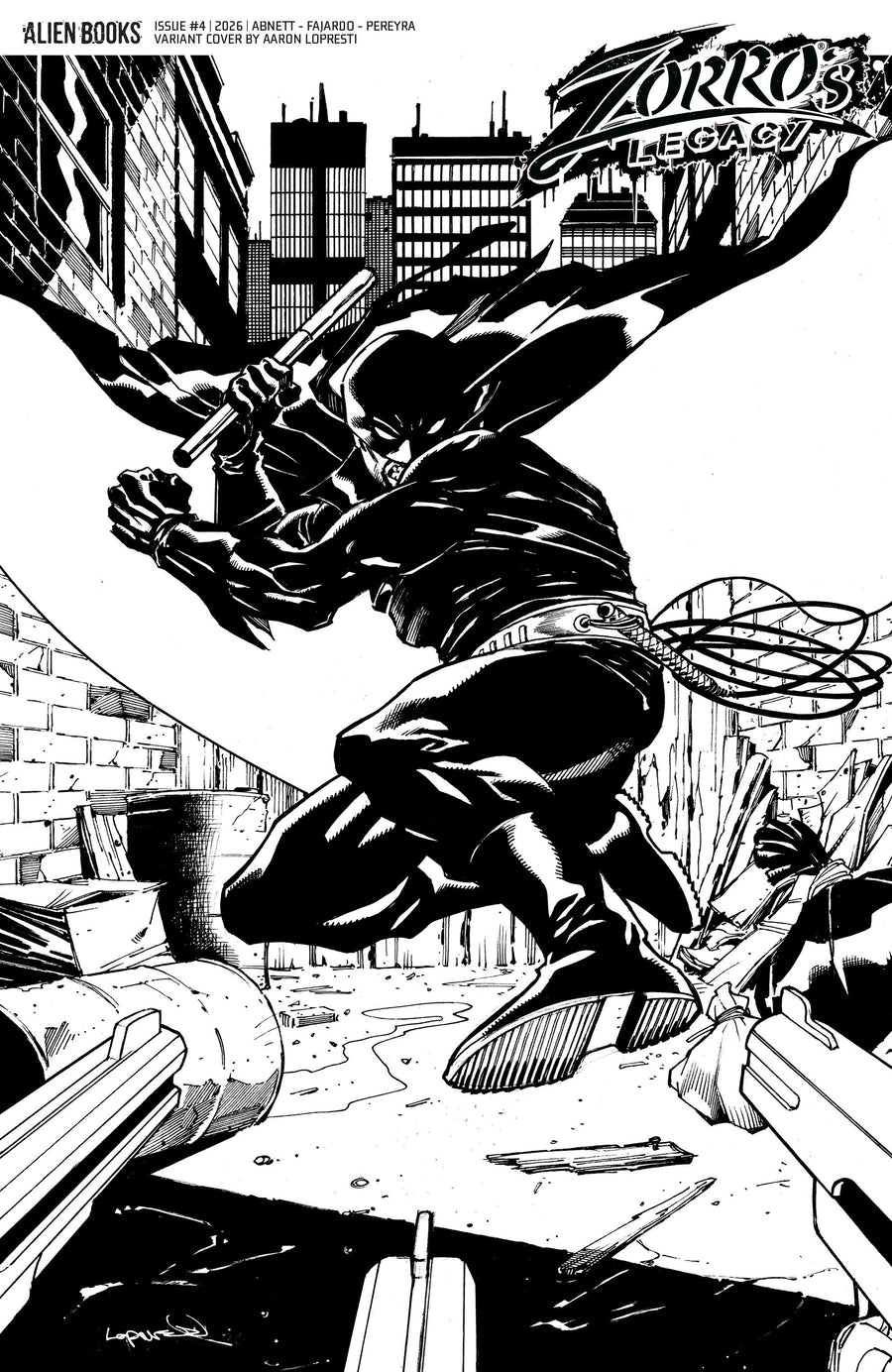 Zorro's Legacy #4 Variant D (Lopresti B&W) — Cover