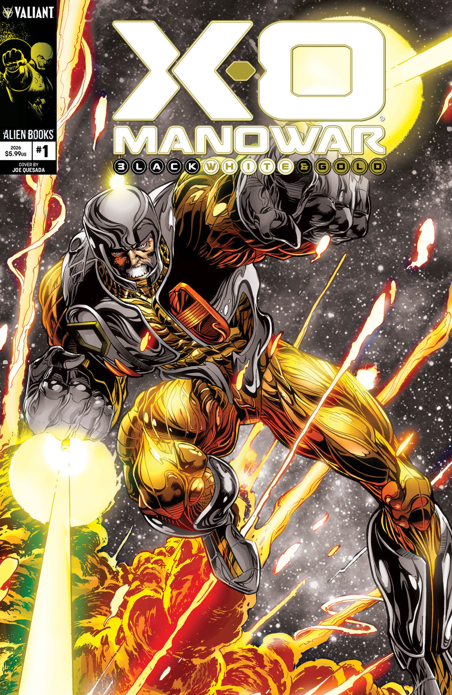 X-O Manowar: Black, White & Gold #1 Variant B (Quesada Black, White & Gold Variant) — Cover