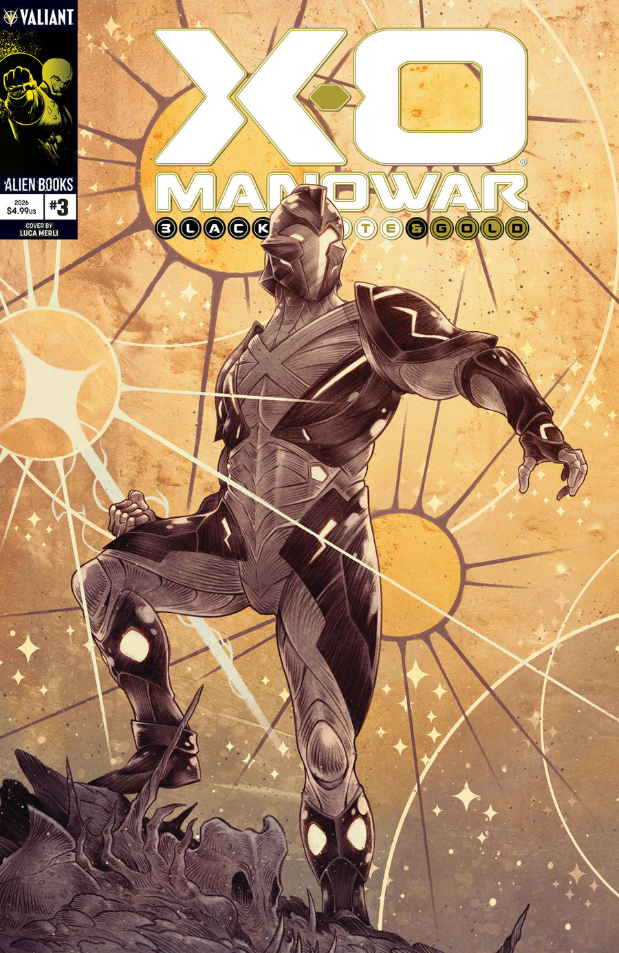 X-O Manowar: Black, White & Gold #3 Cover A (Merli) — Cover