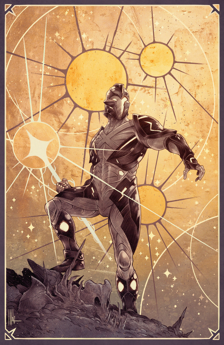 X-O Manowar: Black, White & Gold #3 Variant C (Merli Full Art) — Cover