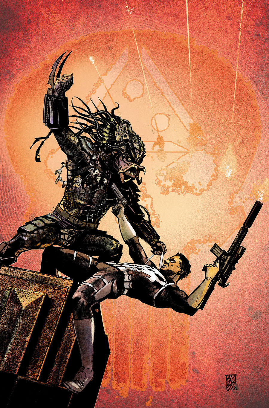 Predator Vs. Punisher #1 Cover G Alex Maleev Virgin 1:100 Variant — Cover