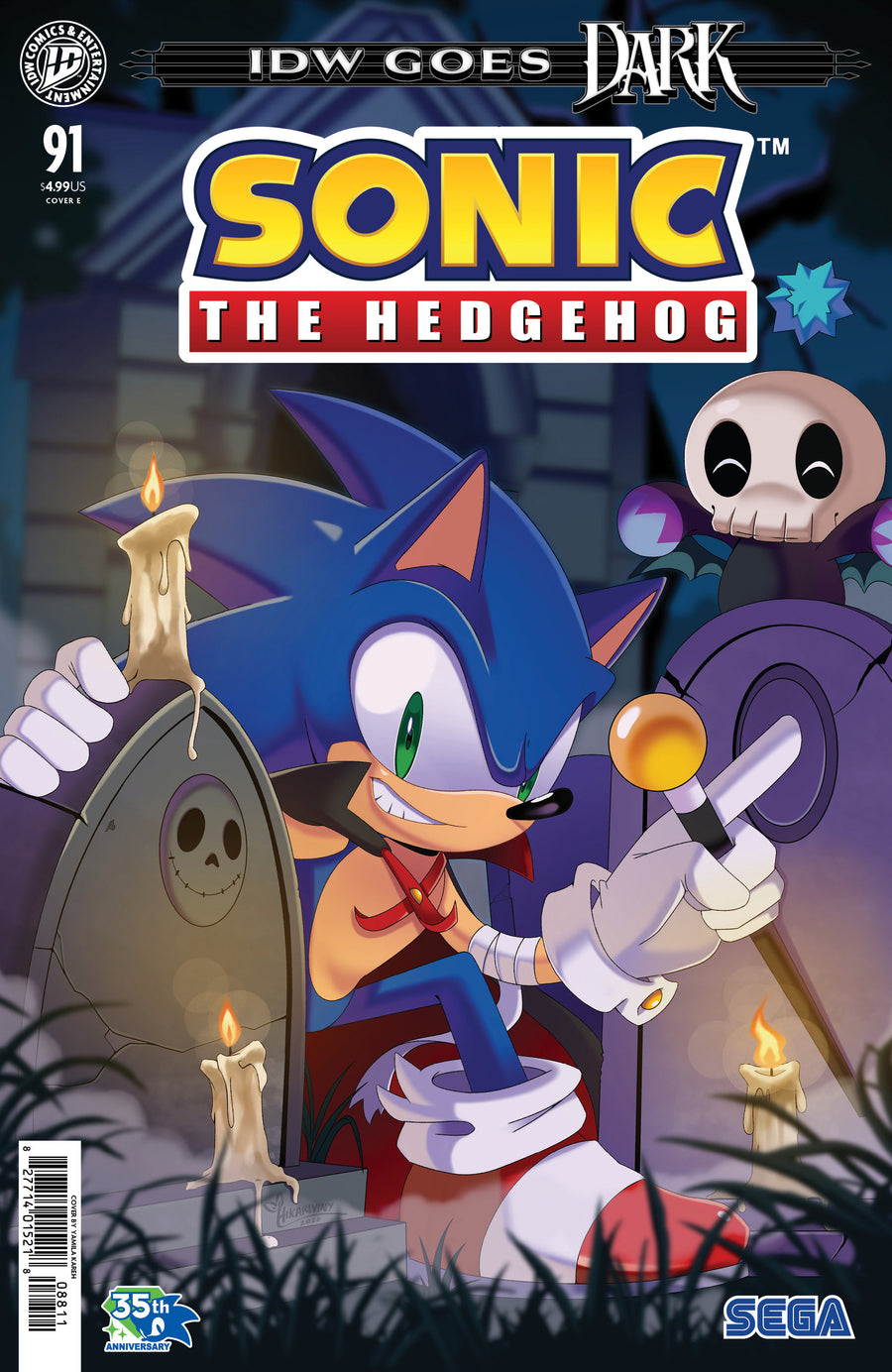 Sonic the Hedgehog #91 Variant E (Kareh Idw Goes Dark Variant) — Cover