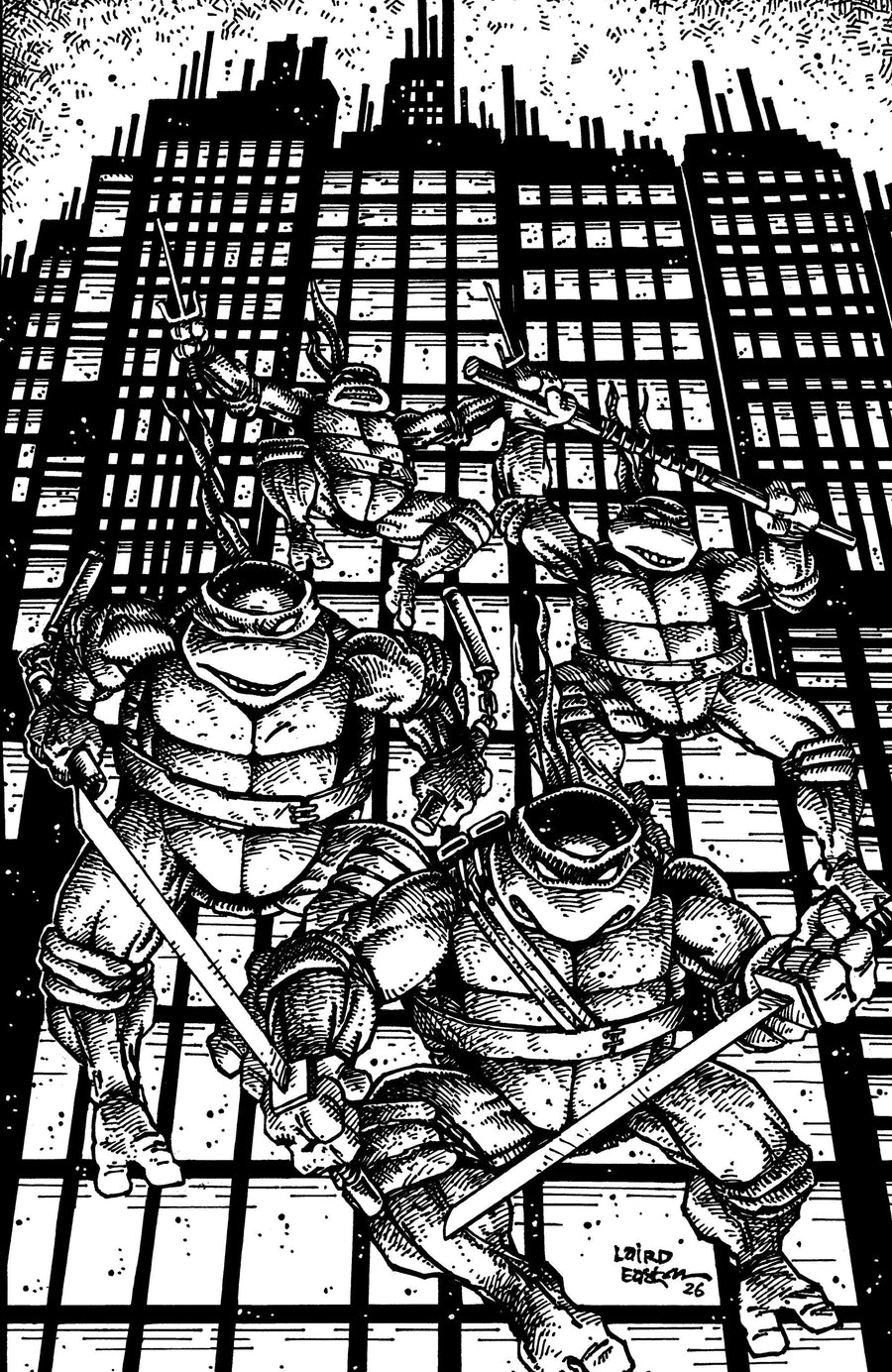 Teenage Mutant Ninja Turtles #20: 300th Issue Special Eastman & Laird Full Art B&W Variant - Cover