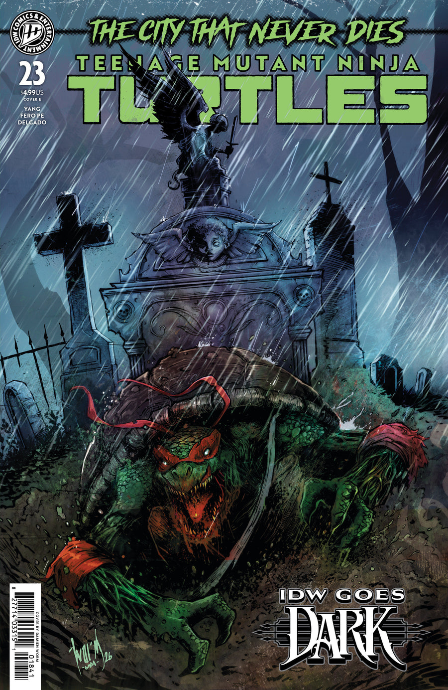 Teenage Mutant Ninja Turtles #23 Variant E (Damien Worm Idw Goes Dark Variant) — Cover