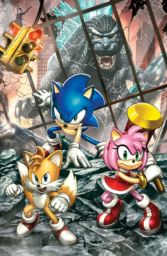 Sonic the Hedgehog x Godzilla #1 Variant RI (75) (Suayan Full Art) - Cover