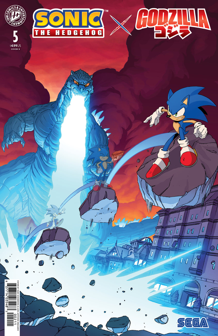 Sonic the Hedgehog x Godzilla #5 Variant B (Schoening) — Cover