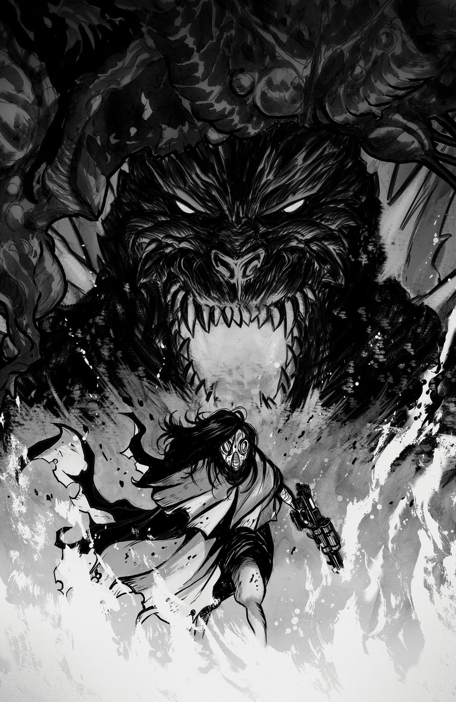 Godzilla: Revenge of the Deadzone [kai-Sei Era] #2 Variant RI (10) (Tunica B&W Full Art) — Cover