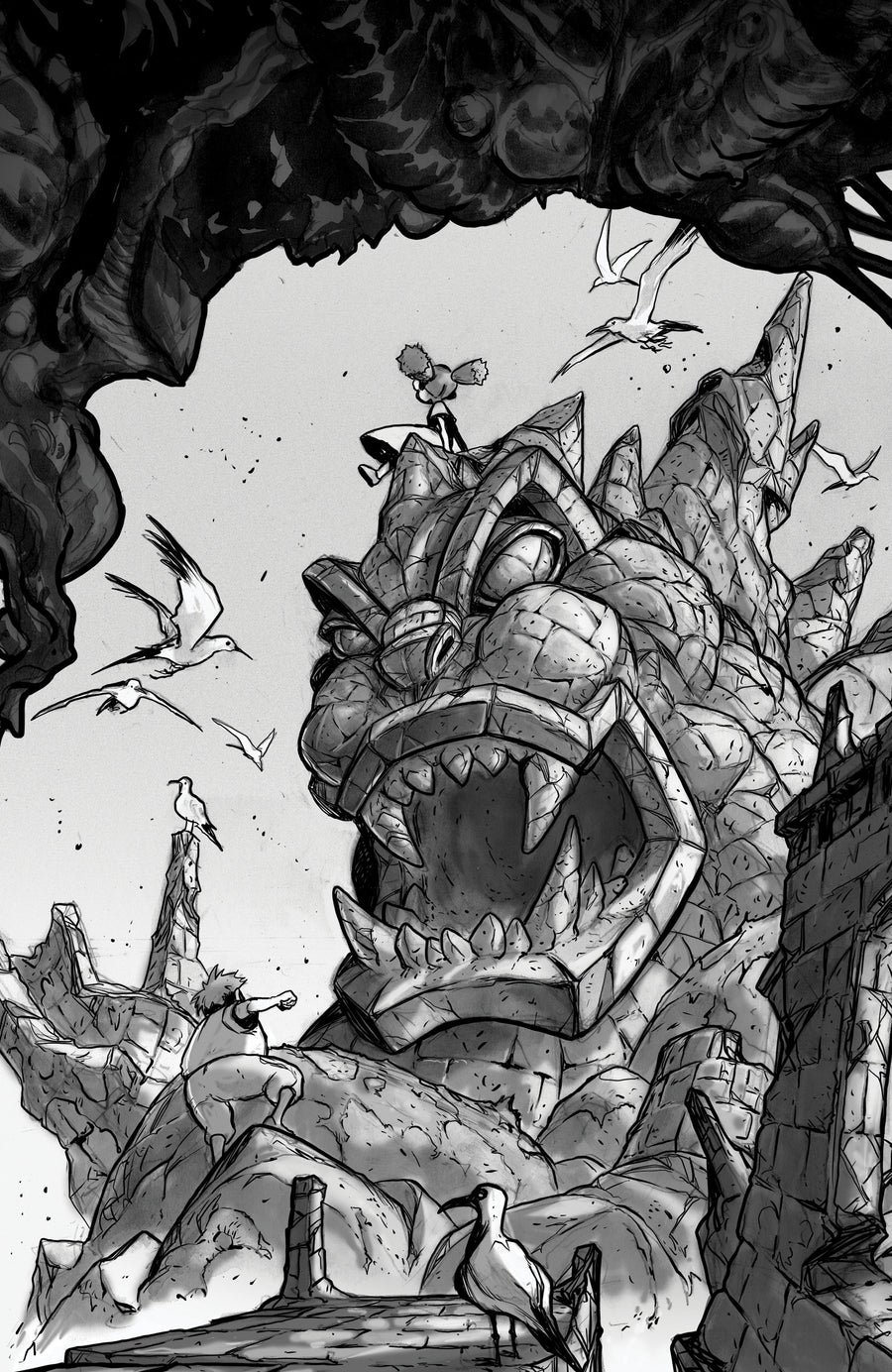 Godzilla: Revenge of the Deadzone [kai-Sei Era] #3 Variant RI (10) (Tunica B&W Full Art) — Cover