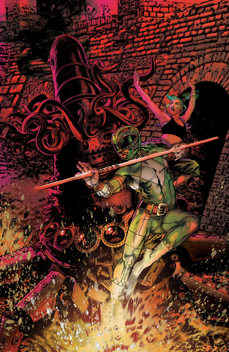 Power Rangers Green #2 D Foil Variant (Full Art, Foil, Harris) — Cover