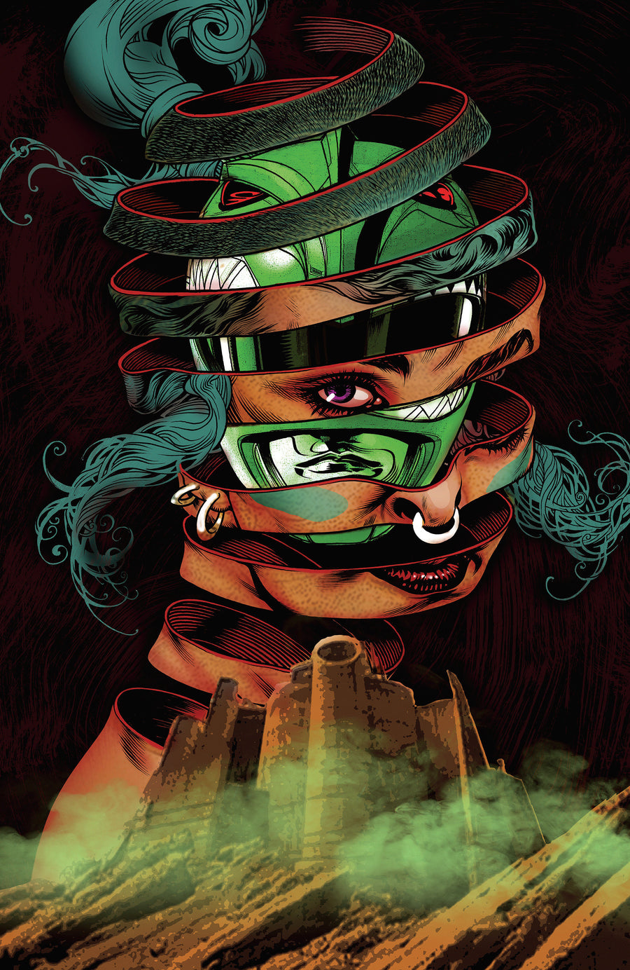 Power Rangers Green #4 D Foil Variant (Full Art, Foil, Harris) — Cover