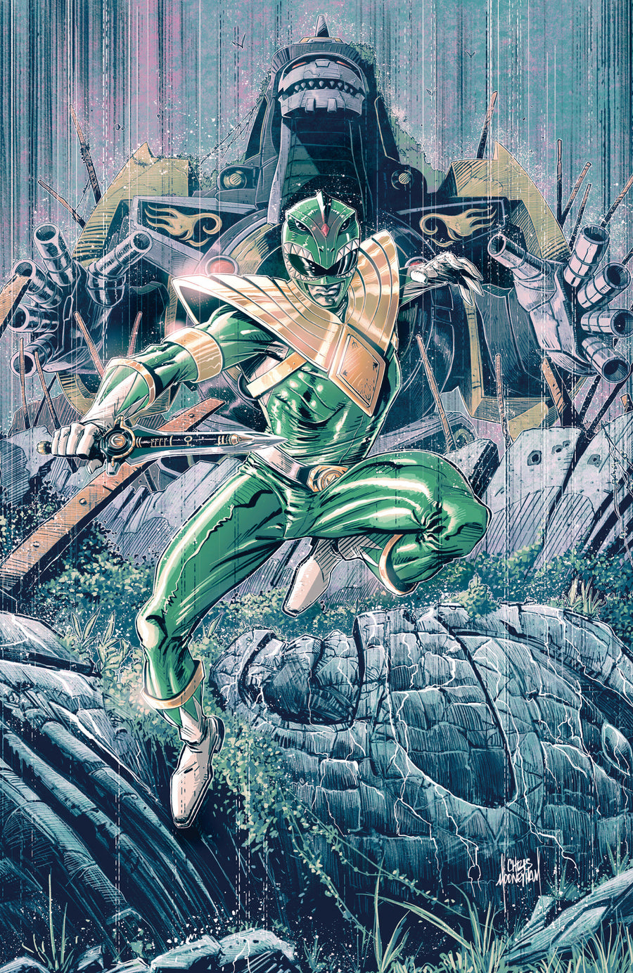 Power Rangers Green #5 C Tommy Oliver Card Stock Connecting Variant (Full Art, Mooneyham) — Cover