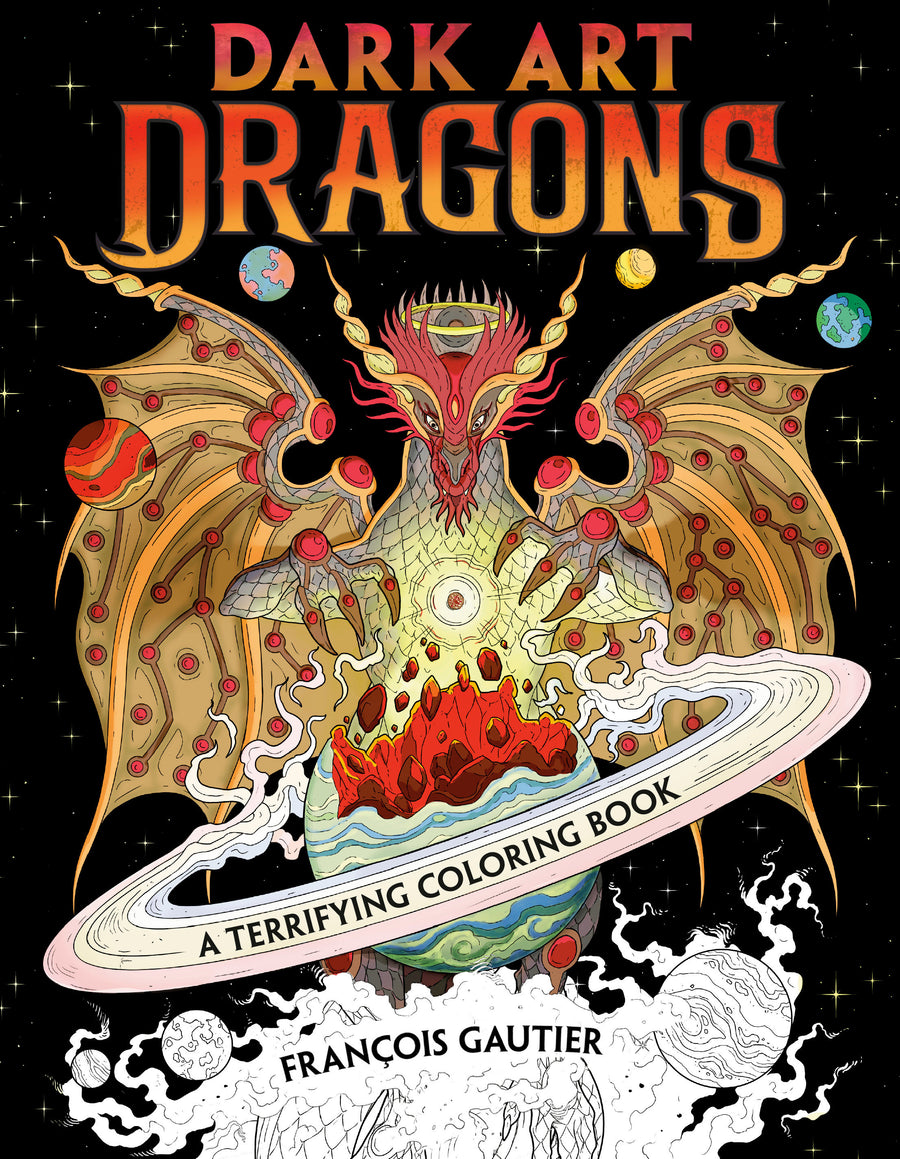 Dark Art Dragons: A Terrifying Coloring Book - Cover