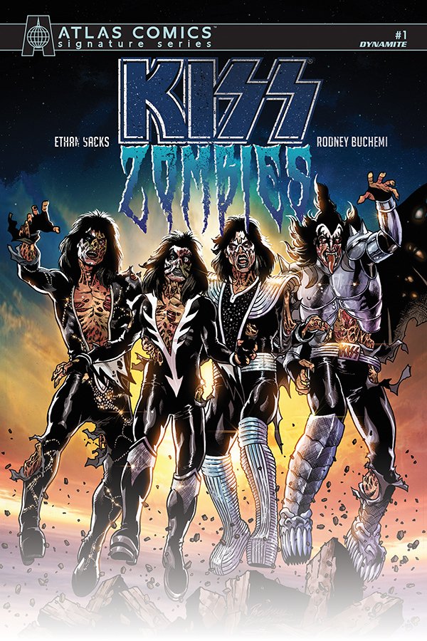 Kiss / Zombies #1 Sacks Signed Atlas Cover