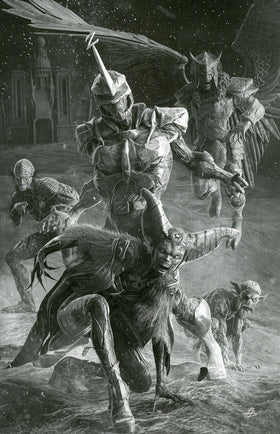 Mighty Morphin Power Rangers: La hora más oscura n.º 1 Cubierta en blanco y negro de Dark Grid de Björn Barends